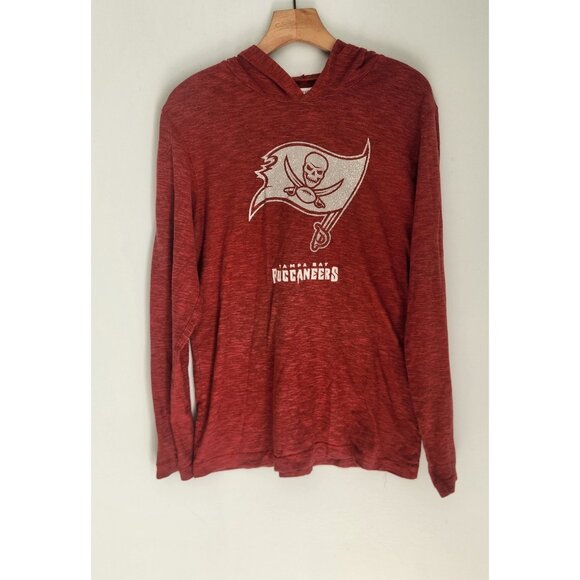 Tampa Bay Buccaneers Hooded Shirt NFL Team‎ Apparel Red Lightweight Mens Medium - Picture 3 of 10